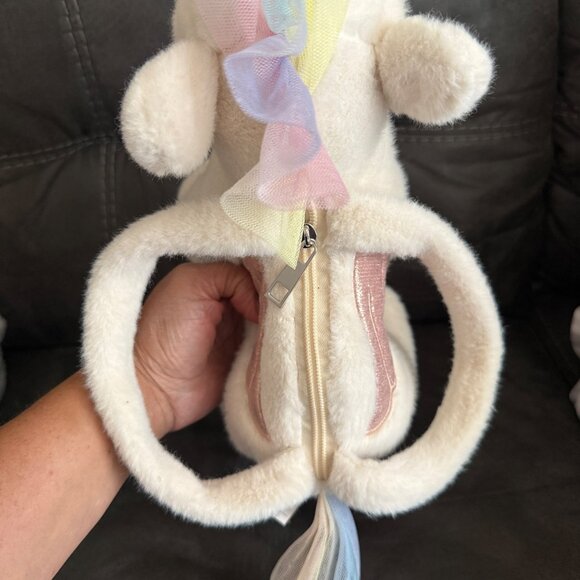 Plush Unicorn Backpack With Rainbow Mane & Glittery Wings For Kids - Picture 5 of 6